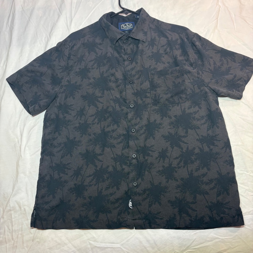 Nat‎ Nast Luxury Originals Men's Palm Tree Print Short Sleeve Button Up Shirt L